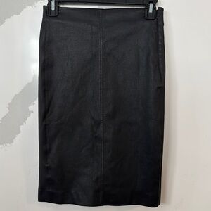 Theory Black Leather Pencil Skirt
